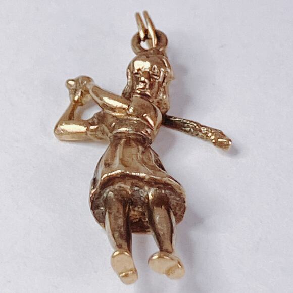 Vintage Mid Century Gold Filled Female Golfer Charm Pendant Sports Jewelry - Picture 8 of 9